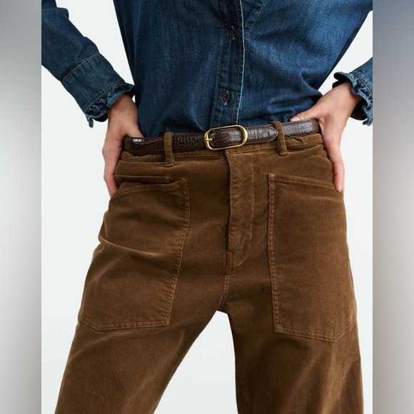 Nili Lotan Shon Corduroy Pant Sz 10 Brown Barrel Horseshoe - Picture 3 of 13